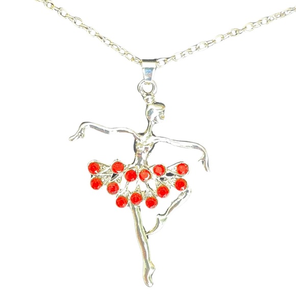 🆕 Silver Ballerina Necklace -Red - Picture 2 of 12